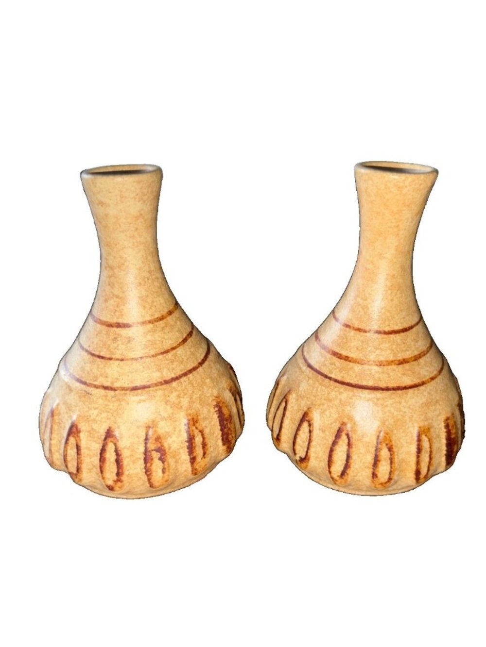 VTG 1960’s Pottery 4.5” MCM Pottery Bud Vase Pair-Artist Signed USA